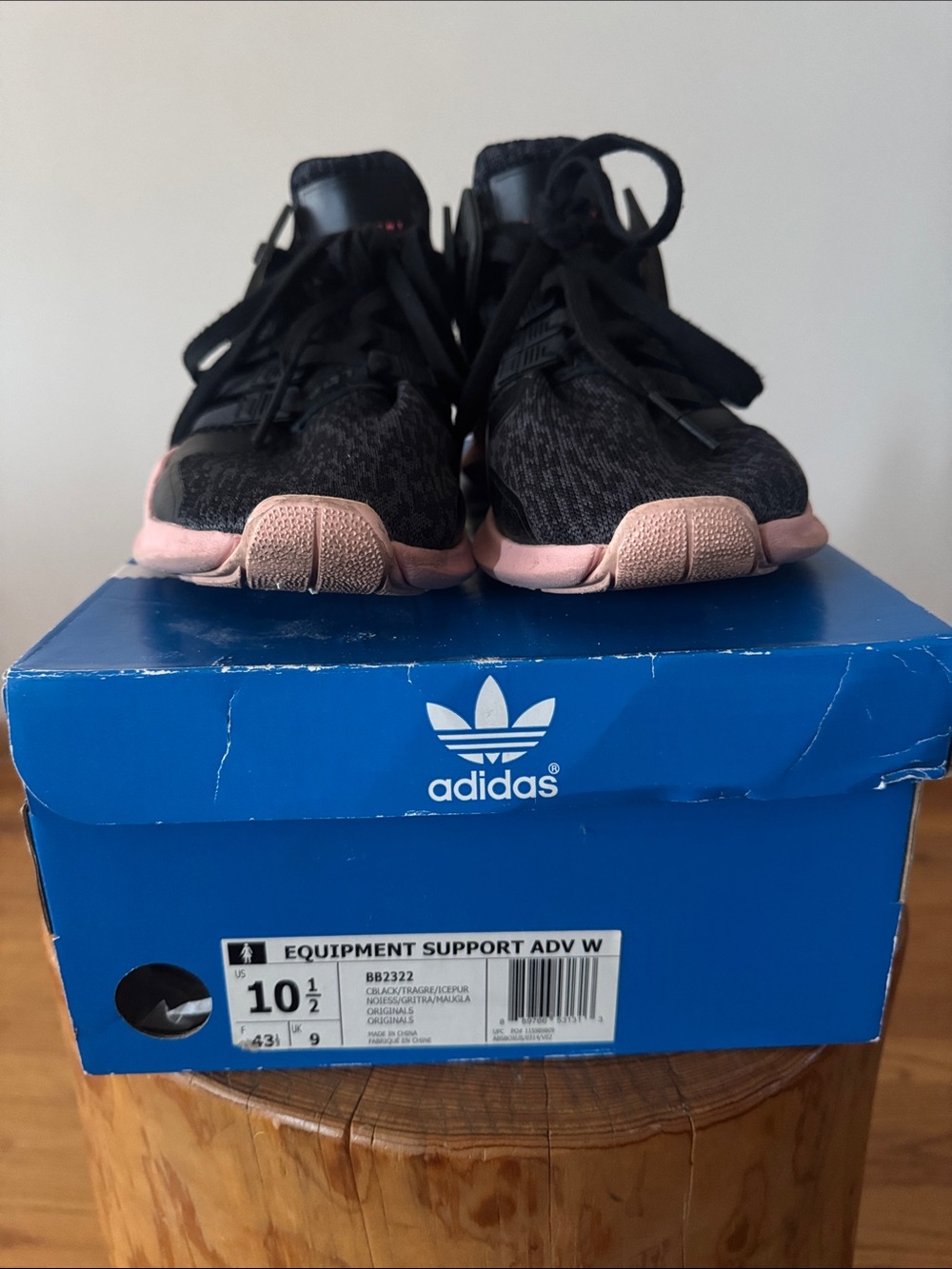 adidas Black Knit Athletic Shoes with Pink Soles